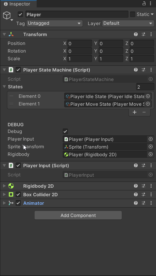 Player GameObject Components
